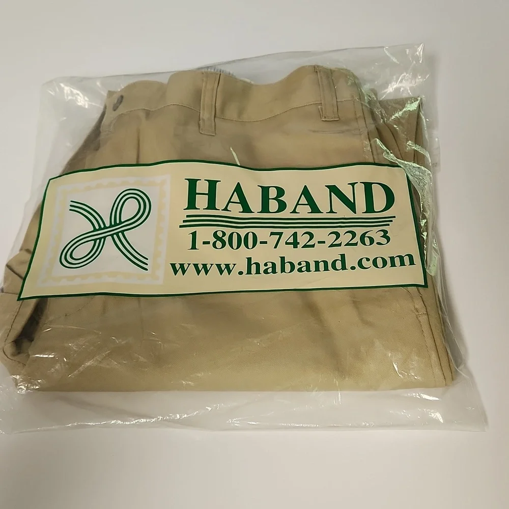 New in pkg Haband mens pants 36L - lightweight khaki - Picture 1 of 7